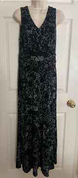 Soma Sleeveless Black Floral Maxi Loungewear Nightgown Size Small Photo 0