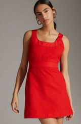 BNWT Anthropologie Maeve sleeveless square neck red mini dress Photo 0