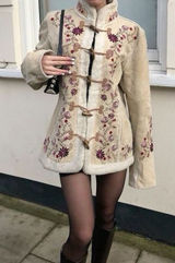 St. John’s Bay VINTAGE Embroidered Genuine Suede Sherpa Penny Lane Jacket Large Photo 0