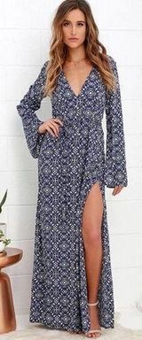 Lulus Mandala Daydream Printed Maxi Dress Sz L Photo 0
