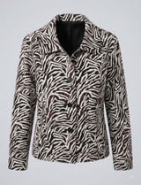 Requirements Vintage Zebra Print Jacket Womens L Brown Cream Animal Y2K Photo 0
