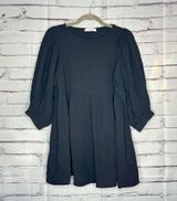 Carly Jean Los Angeles Black Blouse 1/4 Sleeve Mini Dress SZ S 100% Cotton Top Photo 0