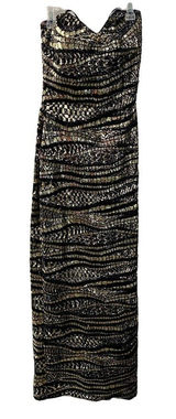 La‎ Femme 21155 Strapless Gown Gold Black Fitted Maxi Prom Dress Size 6 Photo 0