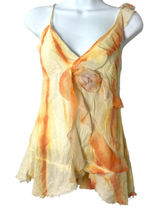 Jus D'Orange Y2K 90s Babydoll Floral Rosette Gauzy Sleeveless Blouse Size Small Photo 0