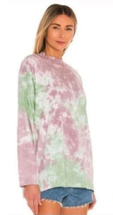 We The Free Free People Be Free‎ Tie Dye Tee Sz S Purple Green Mock Neck Tie-dye Photo 0