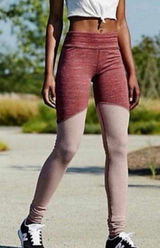 FP Movement Heathered Wine Ribbed Pink Colorblock Evolution‎ Leggings Sz Medium Photo 0