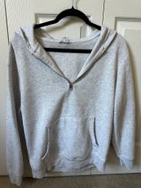 Grey Quarter Zip Hoodie Gray Size M Photo 0