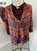 Anthropologie VANESSA VIRGINIA Amber‎ BOHO TOP SIZE S frocked flowy blouse Photo 0