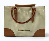 Dooney Bourke Cream Patent Leather Janine Shoulder Tote Satchel Tan Trim Bag Photo 0
