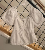 White Puff Sleeve Top Size M Photo 0