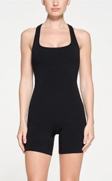 Skims Outdoor Mid Thigh Bodysuit Black Racerback Romper One Piece Size Medium Photo 0