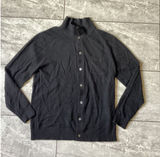 Quince Mongolian Cashmere Button Down Sweater Black Mock Neck Cardigan Large Photo 0