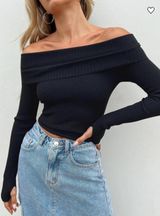 Black Off the Shoulder Long Sleeve Top Photo 0