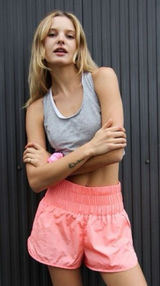 FREE PEOPLE FP Movement The Way Home Coral Pink Athletic Shorts Photo 0