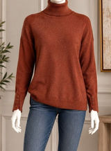 Michael Kors Women Turtleneck Sweater Rust Orange Merino Alpaca XL Photo 0