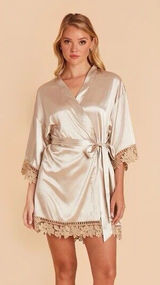 Birdy Grey‎ Claudine Lace Robe Shiny Satin Neutral Champagne Size XL/XXL Photo 0