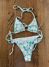White & Teal Bikini Set Size XS Photo 0