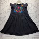 Unbranded Embroidered‎ Floral Mini Dress XL Black Flutter Sleeve Boho Skater Photo 0