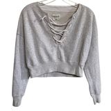 Abercrombie Fitch Lace Up Cropped Sweatshirt Light Grey XXS Soft‎ A&F Collection Photo 0