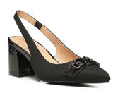 NYDJ Sanya Slingback Point‎ Toe Heels Blacklast Denim Black Buckle Size 9 Photo 0