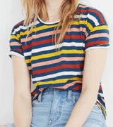 Madewell Whisper Cotton Crewneck T-Shirt in Lennie Stripe Multicolor Photo 0