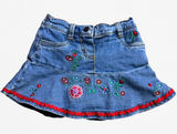Kidskorner Baby Girls Embroidered Denim‎ Skirt Floral Ric Rac Blue 24M Photo 0