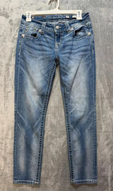 Miss Me Womens Ankle Skinny Jeans Blue Sequins Rhinestones Size 27 JP8715AK Photo 0