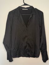 Abercrombie & Fitch Black Satin-Look Blazer Shirt Photo 0