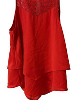 Monteau Los Angeles Orange top lace Neck Women's Large Photo 0
