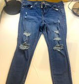 Torrid Feel The Fit Plus Size 18 Blue Mid Rise Medium Wash Distressed Jeggings Photo 0
