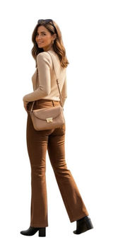 4You Brown Pig Suede Leather Flare Pants 28 Waist Boho Western Vintage NWOT EUC Photo 0