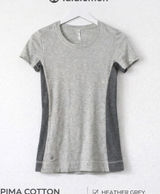 Lululemon Pima Cotton T Shirt Heather Grey Short Sleeve Athletic Size 2 Photo 0