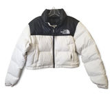 The North Face Nuptse Short Jacket Womens S White Black 700 Fill Down Puffer Photo 0