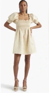 Hill House Athena Nap Gold Brocade Babydoll Mini Dress Photo 0