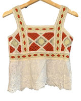 Boho Crochet Babydoll Lace Top XS Festival Cottage Hippie Spring Summer Fairy‎ Photo 0