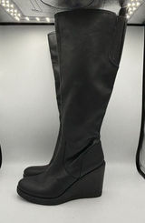 Zodiac Womens IGGY Faux Leather Knee-High Tall Wedge Boots‎ Shoes Sz 7.5 Photo 0