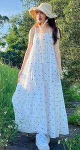 ZARA WOMAN WHITE NAVY EMBROIDERED maxi dress blog fav spring M boho cottage $98 Photo 0