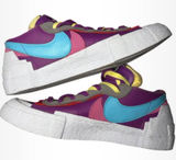Women's Nike x KAWS Sacai Blazer Low Sneakers Purple Blue Multi-Color Photo 0