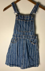 H&M Wm 0 Divided Blue Pinstripe Denim Overall Dress Mini Pinafore Festival Y2K Photo 0