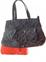 Vera Bradley tremendous tote quilted black w external pockets & drawstring nwot Photo 0
