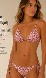 Kulani Kinis Angel Baby Bralette Bikini Top Pink Floral Size S NWT Photo 0