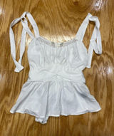 Rowa Peplum Tank Womens Small White Silk Lined Tie Preppy Wide Strap Top B61 Photo 0