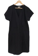 Madewell Dress Womens 1X Wrap V-Neck Black Short Sleeve Textured Excellent Photo 0