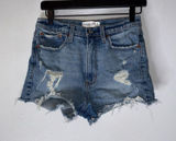 abercrombie fitch High Rise Mom Shorts‎ Distressed Blue Size 27/4 Photo 0