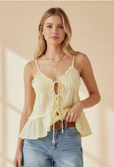 Lush Tie Front Tank Top Women's XS Butter Coquette Photo 0