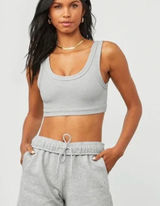 Alo Yoga Wellness Ribbed Heather Grey Athletic Sports Bra Size S Photo 0