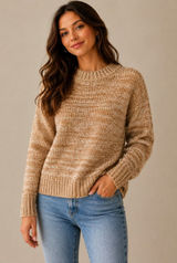 Lord & Taylor Women’s XS Wool Blend Marled Chunky Knit Sweater Rusted Granola Photo 0