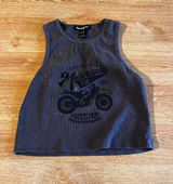 Tank Top Charlotte Russe Crop Grey Tie Ribbed Neck XL Photo 0