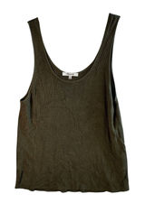 Madewell Ribbed Tank Top Viscose Knit Dark Olive Green XL Summer Basic Capsule Photo 0