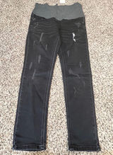 UrbanMA Womens Maternity Skinny Jeans Black Distressed Full‎ Belly Panel Size M Photo 0